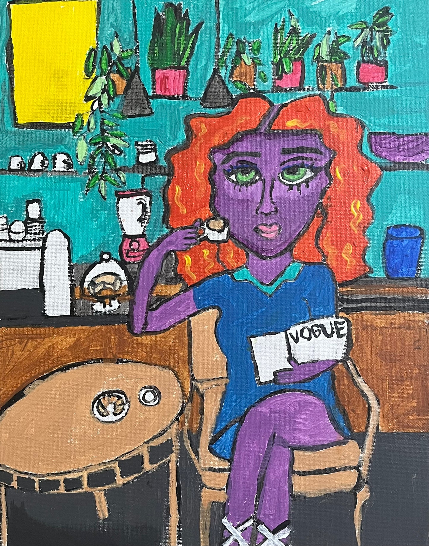 Purple woman at the Coffee Shop