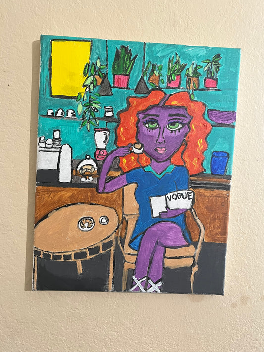 Purple woman at the Coffee Shop